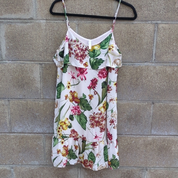 Xhilaration Floral Dress with Pink and Green Accents. Medium Size - Picture 1 of 7